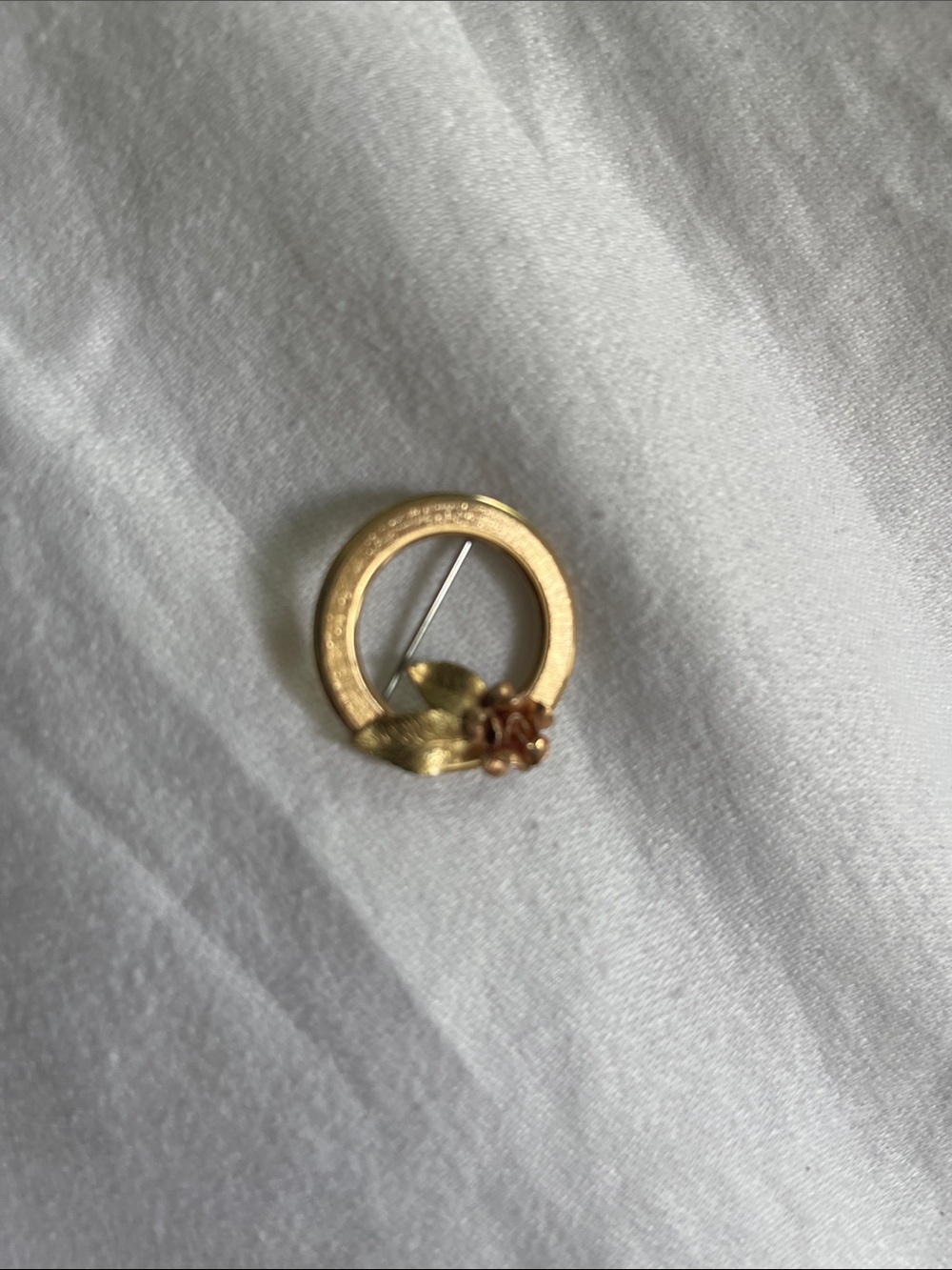 Gold Tone Floral Circle Brooch - Women's Jewelry